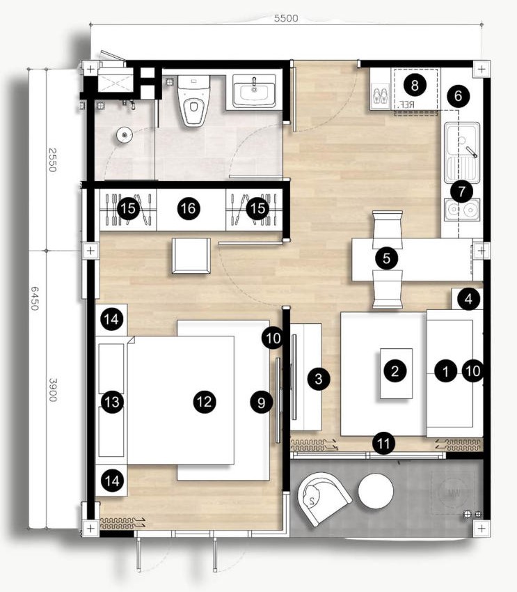 BREEZE STUDIO 35 - Detailed Floor Plan Layout